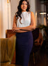 Body Con Ponte Skirt - Navy Blue